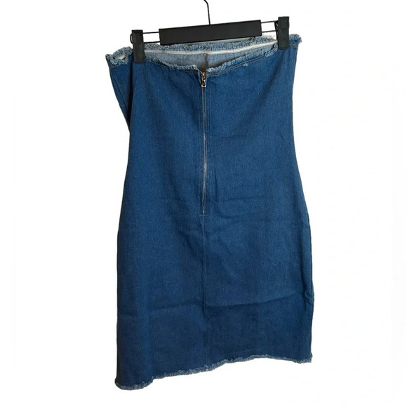 BETTER BE DISTRESSED DENIM STRAPLESS DRESS - Picture 3 of 5